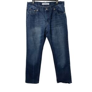 Blue Rag Jeans Mens 36 x 31 Straight Leg Dark Wash Denim Metal‎ Studs Casual